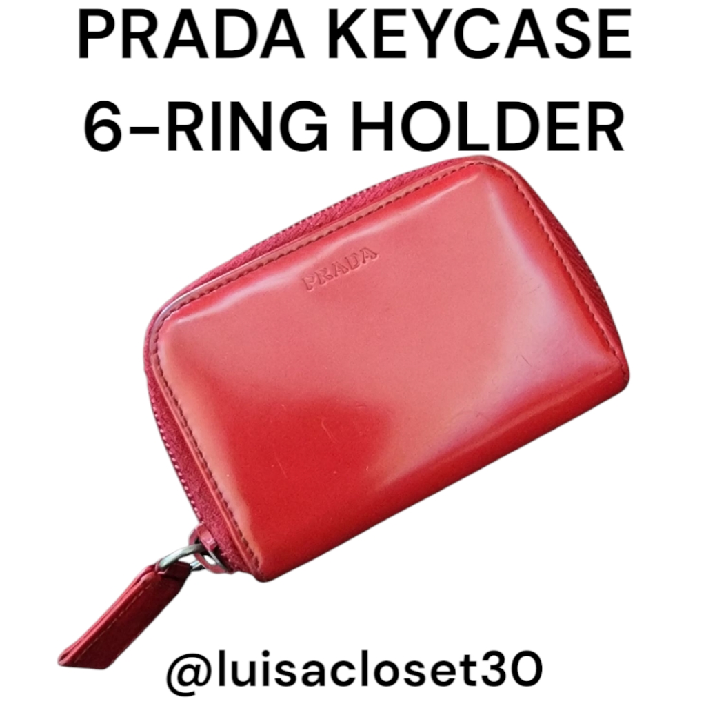 Prada Key Case 6 Ring Holder Patent Leather Red 4 Ring Holders  2